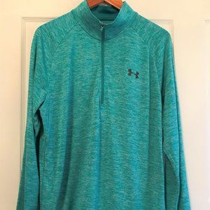 UA UNDER ARMOR Sweater Top Tech 1/2 zip Athletic Tee Long Sleeve TEAL Marled XL